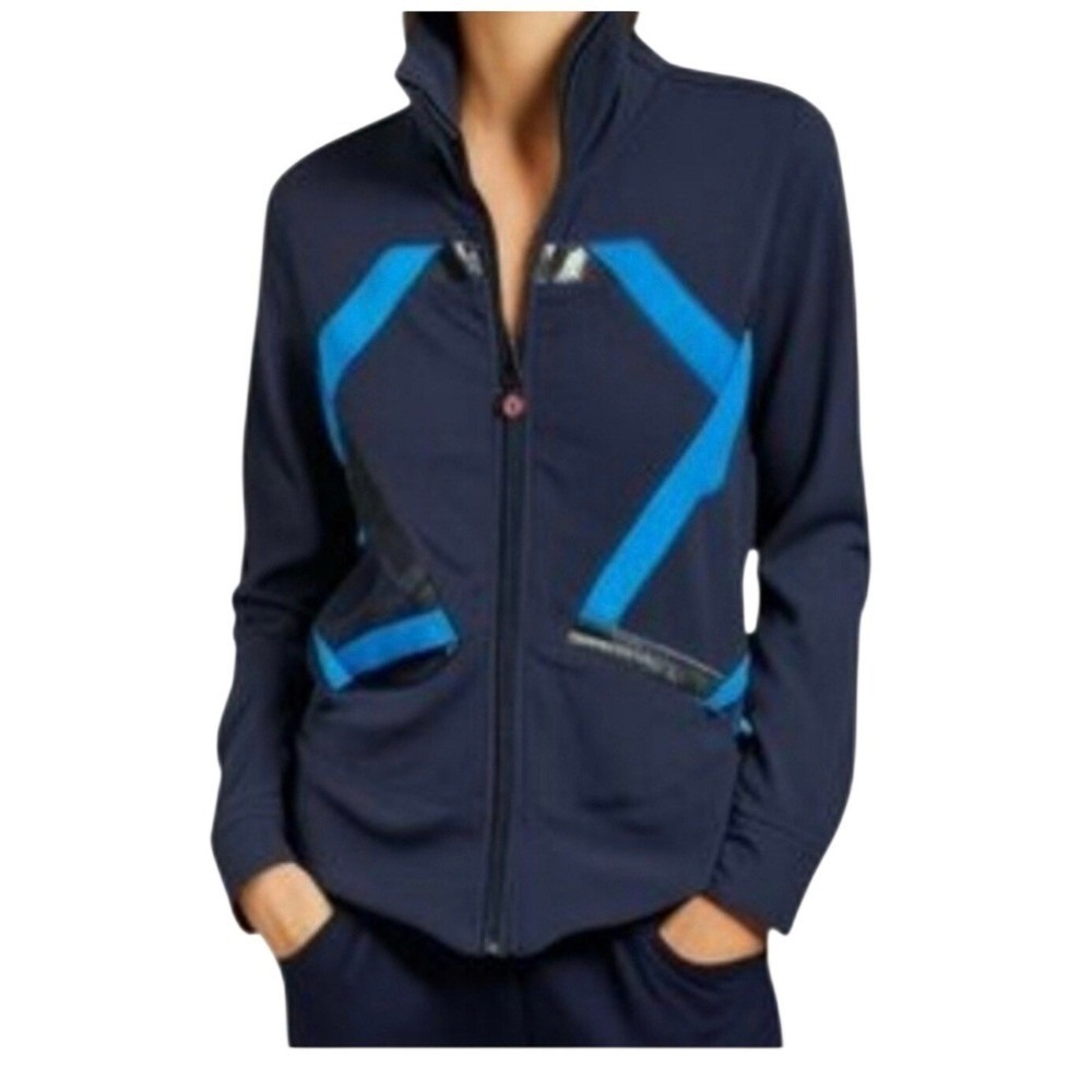 Lululemon Athletica Jacket Womens 10 Navy Blue Colorblock‎ Full Zip Track